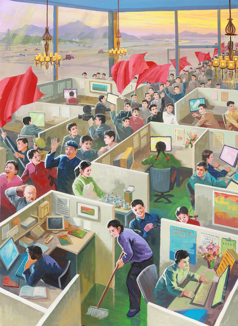 Illustration for article titled Modern Day China Painted By North Korean Propaganda Artists